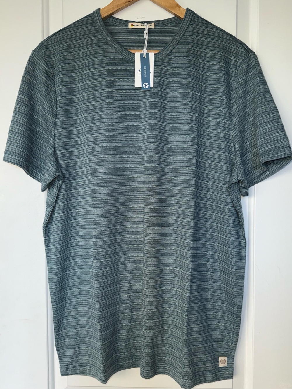Marine Layer NWT Signature Jacquard Crew Tee in "Blue Spruce" - Size Marge (M/L)